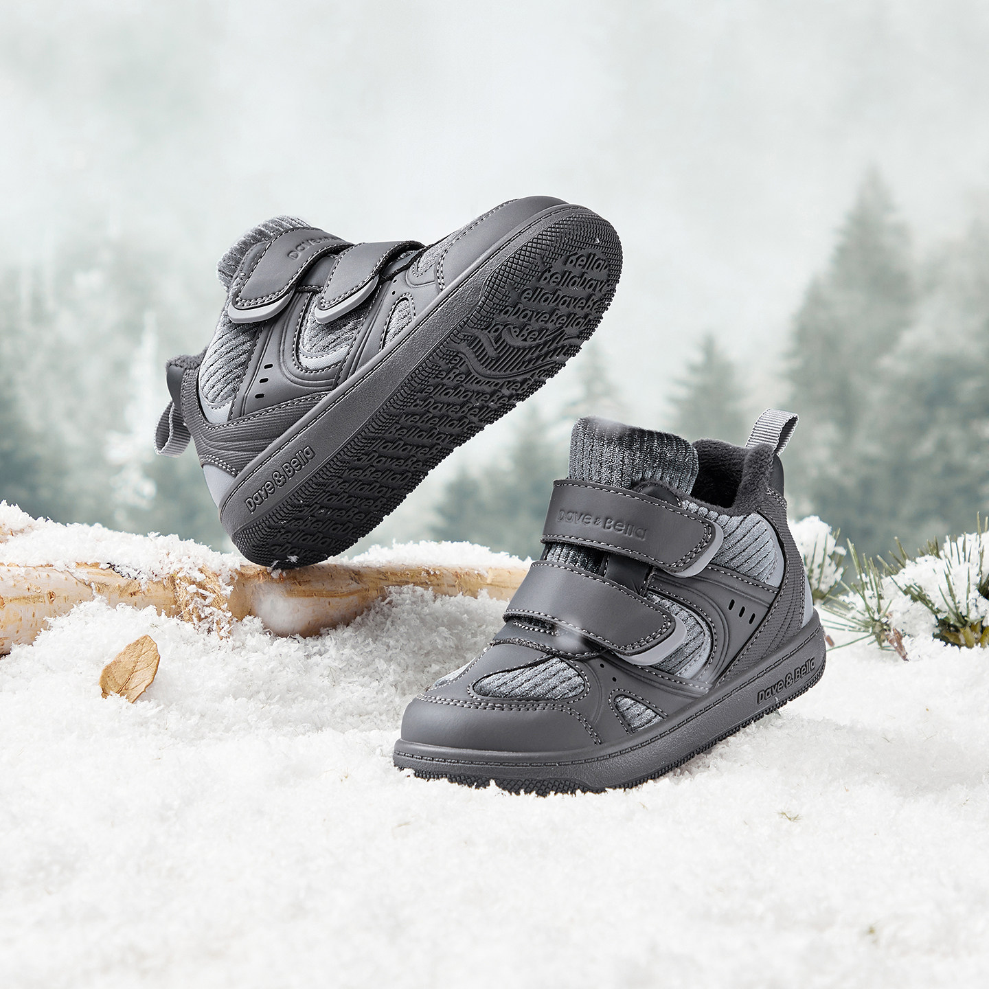 戴维贝拉男童板鞋中帮2025冬季新款学步防滑儿童加绒鞋子抗菌大童,淘宝优惠券,粉丝福利购,淘宝优惠卷