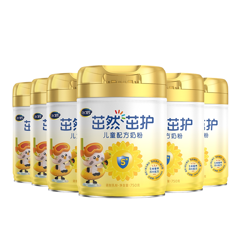 【三重防护力】飞鹤茁然茁护儿童成长配方奶粉4段3-6岁750g*6罐