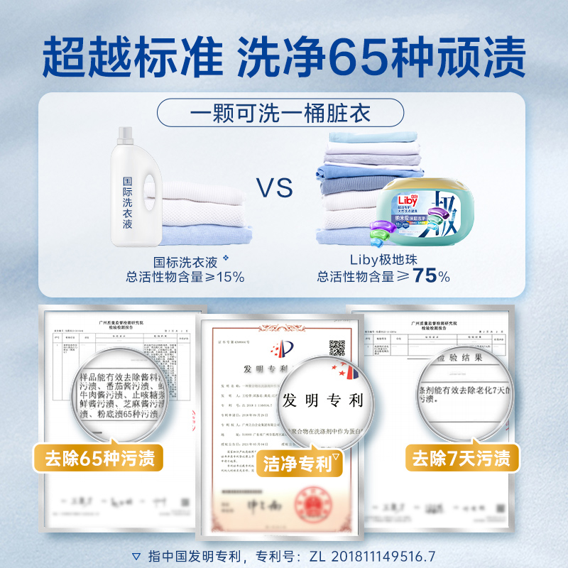 Liby立白洗衣凝珠超洁专护天然极地洗衣凝珠3盒净白除菌护色速溶 - 图1