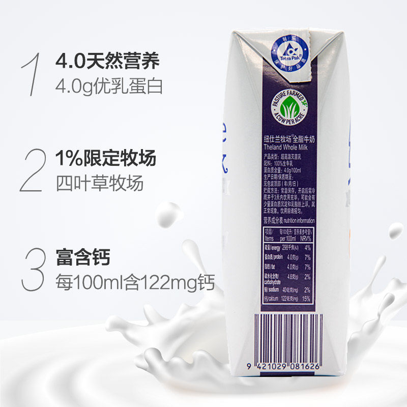 【进口】纽仕兰4.0g蛋白质全脂纯牛奶250ml*24早餐奶,淘宝优惠券,粉丝福利购,淘宝优惠卷
