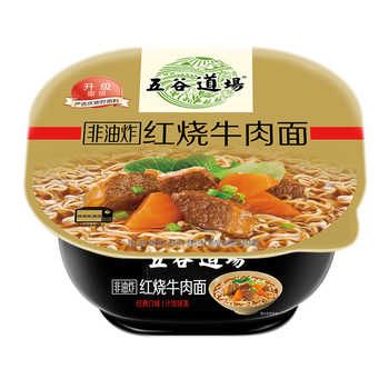 五谷道场非油炸面红烧牛肉面碗装方便面久煮不烂多口味泡面碗装实付5.5元到手包邮