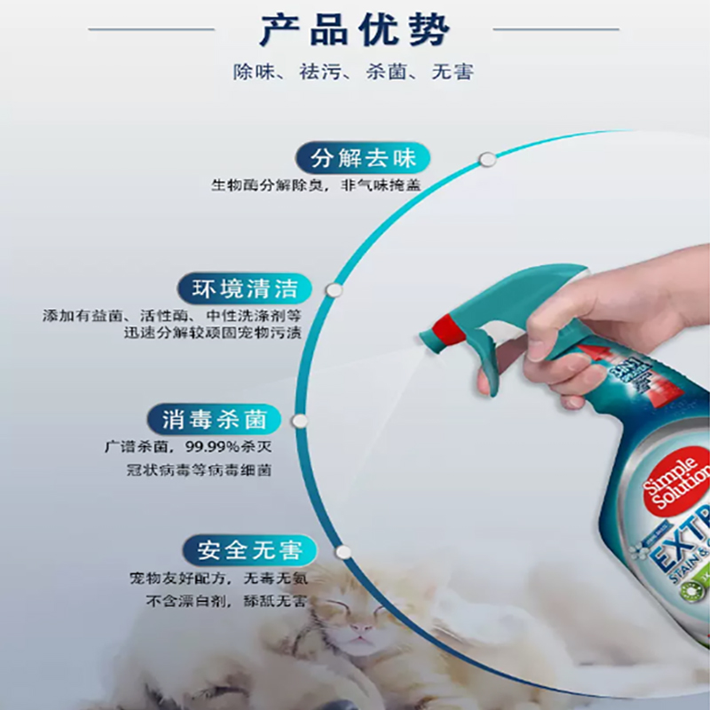 Simple Solution森宝露猫用除臭剂3X强效生物酶分解猫尿祛味500ML-图2