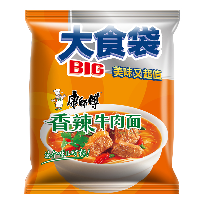 康师傅方便面大食袋香辣牛肉面120g*24袋整箱装泡面速食即食面 - 图2