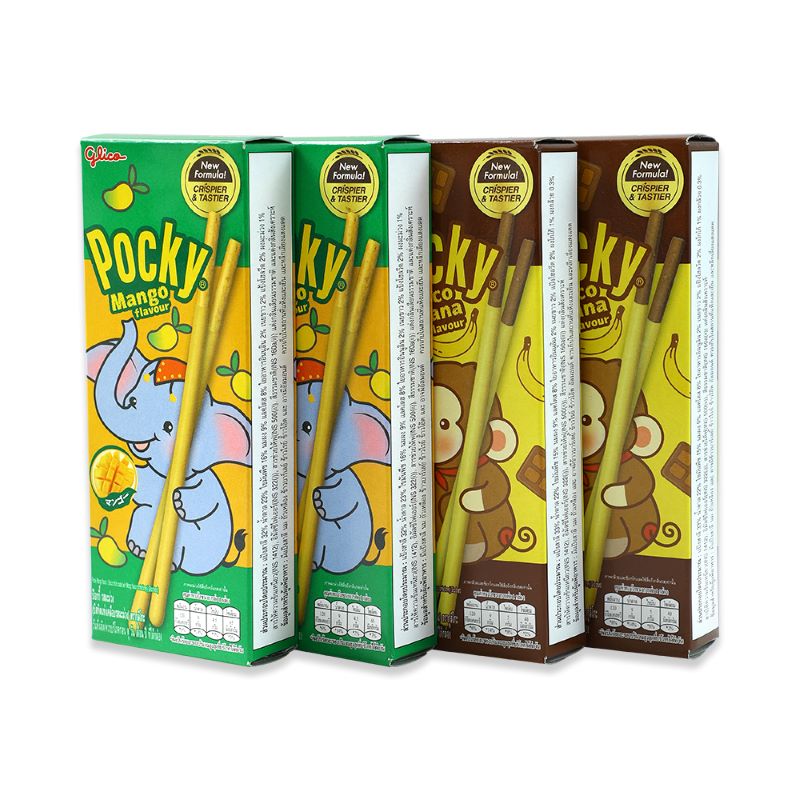 Pocky/百奇可可香蕉味+芒果味饼干25g*4格力高趣味零食休闲饼干 - 图0