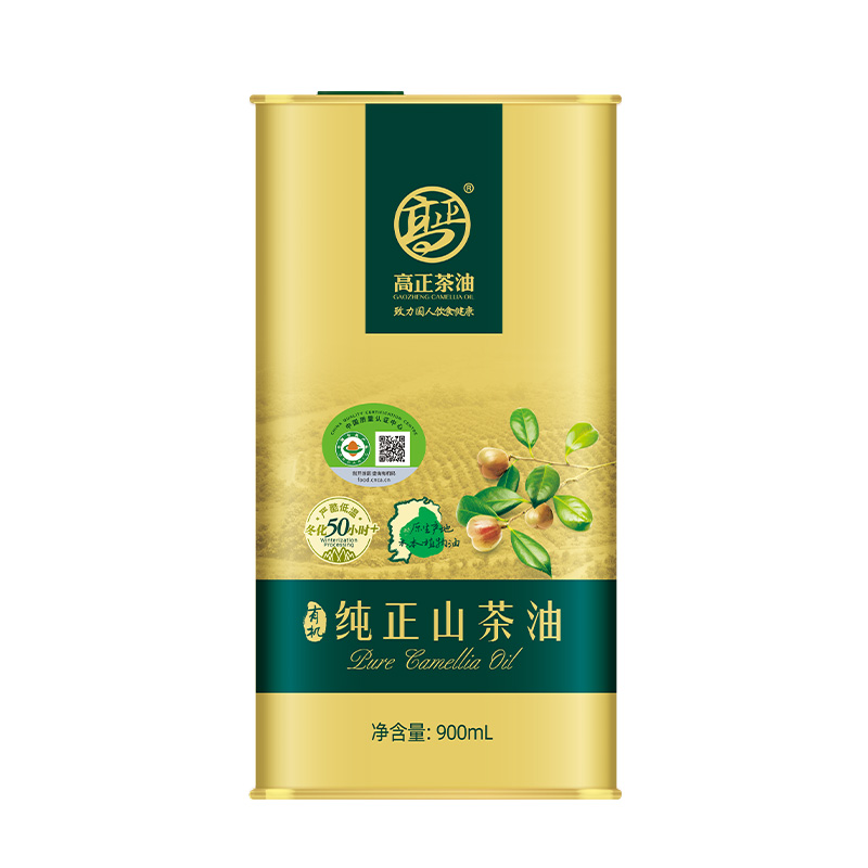 高正有机纯正山茶油900mlx1罐冷榨茶籽油食用植物油压榨一级茶油-图3