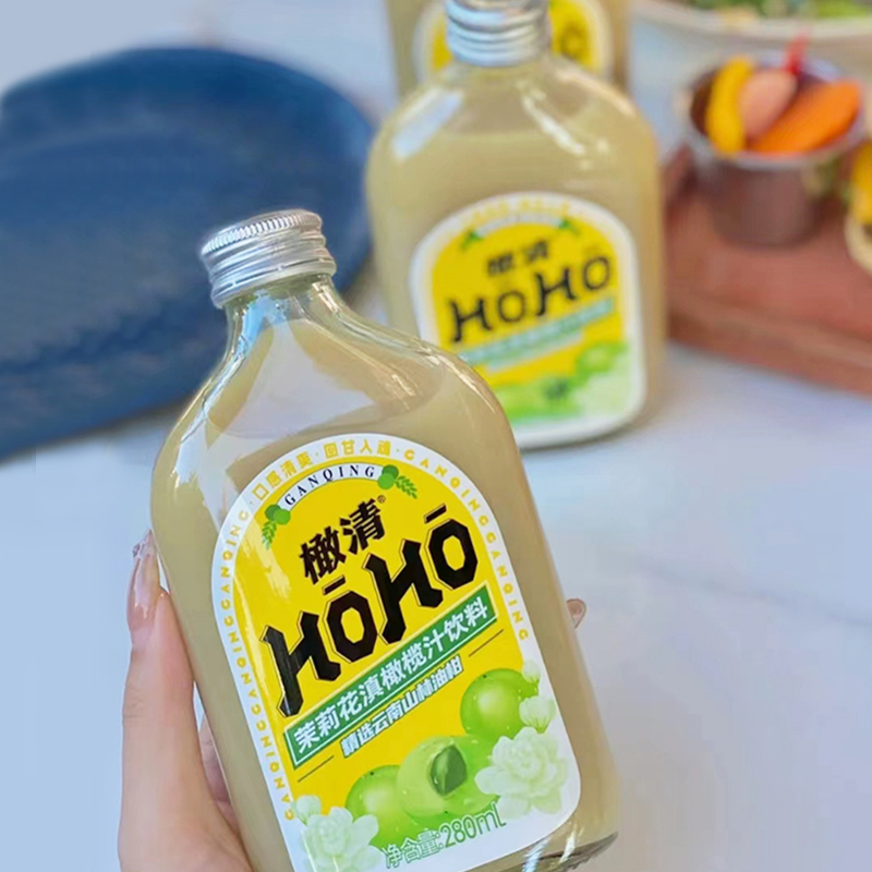 HOHO橄清茉莉花野生滇橄榄鲜榨玉油柑汁维C饮料280ml*6瓶 - 图0