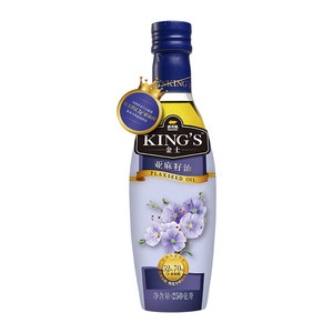 金龙鱼KING'S 特级亚麻籽油250ml/瓶宝宝辅食 进口原油 高亚麻酸
