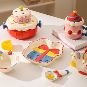 川岛屋生日礼物女生可爱碗碟套装家用一人食碗盘筷送闺蜜餐具礼盒