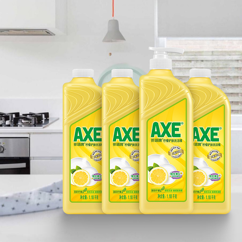 AXE/斧头牌柠檬洗洁精1.18kg*4维E呵护可洗蔬果家庭囤货装 - 图0