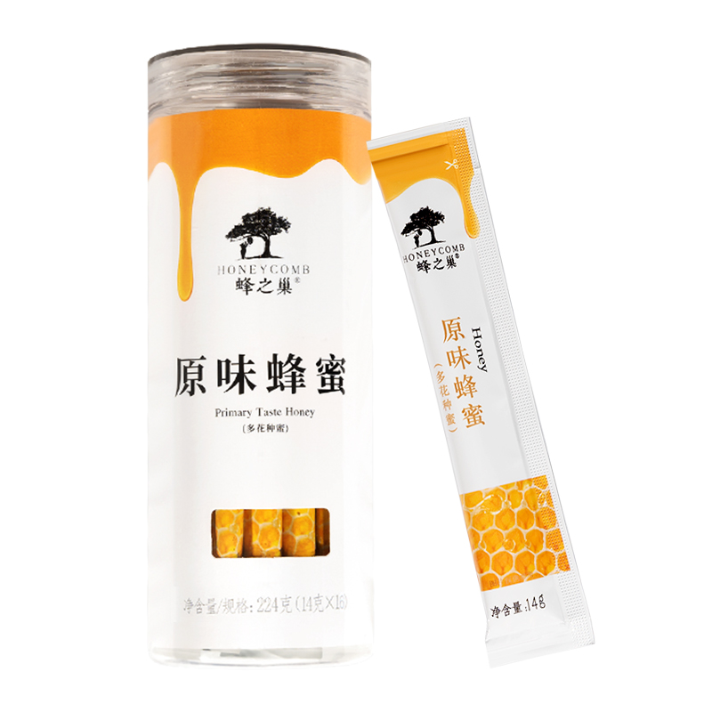 蜂之巢原味条装蜂蜜224g/桶天然成熟百花蜜独立便携装16条/桶 - 图3