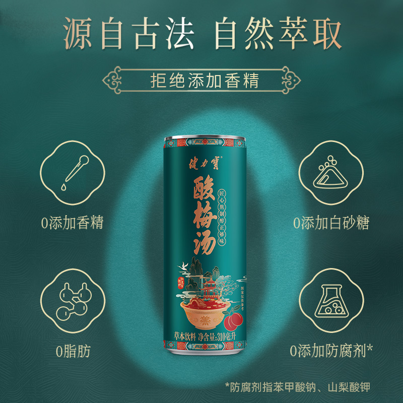 健力宝酸梅汤草本饮料310ml×15罐装整箱经典慢熬 - 图1