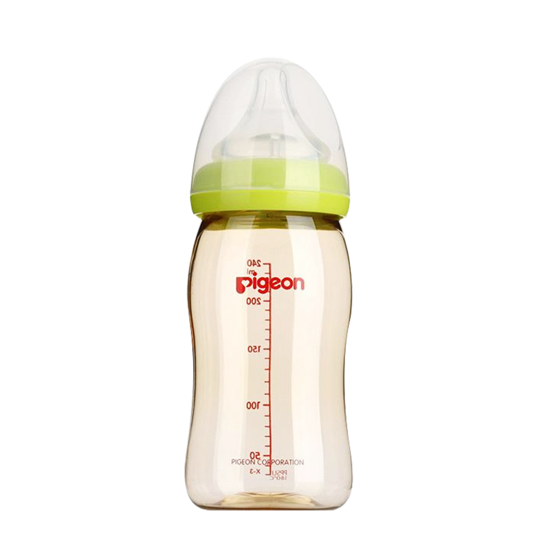 天猫超市Pigeon贝亲婴儿宽口PPSU奶瓶绿240ml配L号奶嘴*1支仿母乳自然实感0
