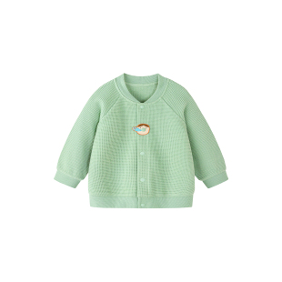 【100%棉】迷你巴拉巴拉男女宝宝外套华夫格纯棉软糯开衫2026春