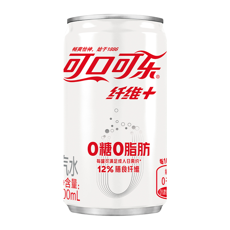 可口可乐含汽碳酸饮料纤维+迷你mini200ml×12罐整箱无糖0脂汽水 - 图2