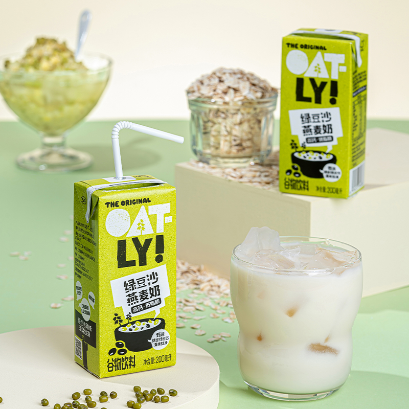OATLY植物蛋白饮料绿豆沙味燕麦奶营养便携装早餐奶200ml*12