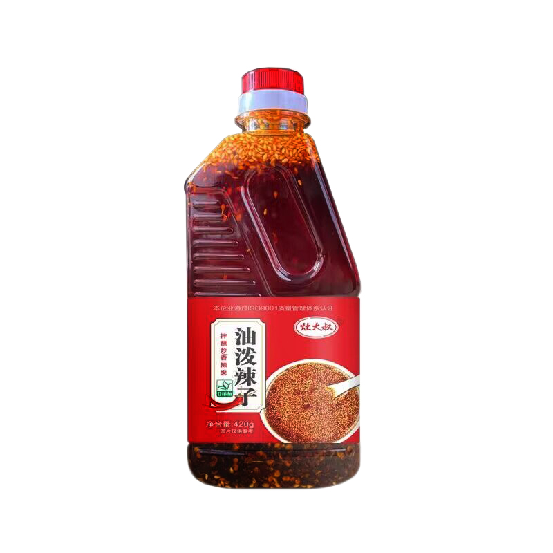 灶大叔油泼辣子420g香辣红油辣椒酱420g×1瓶 - 图0