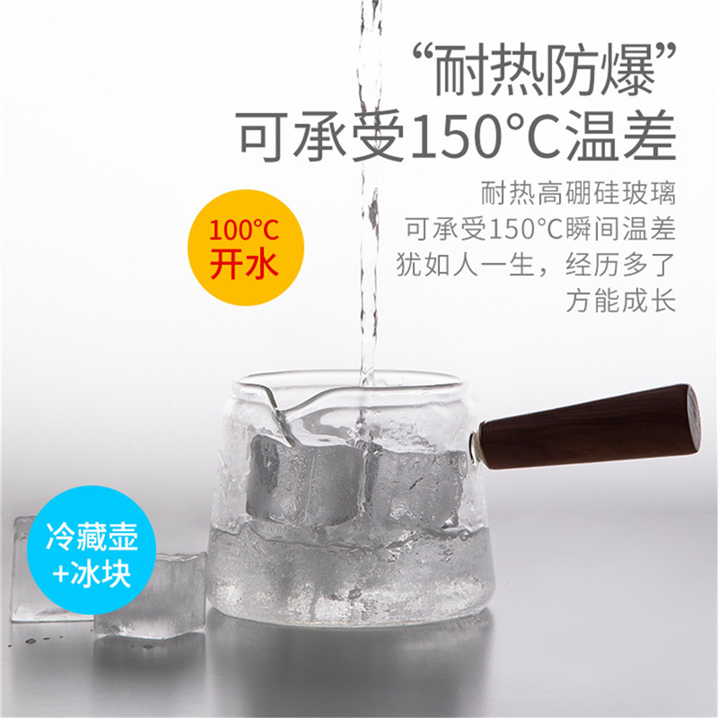 雅集茶具锤纹侧把壶玻璃泡茶壶600ml耐高温加厚家用办公室煮茶壶-图3