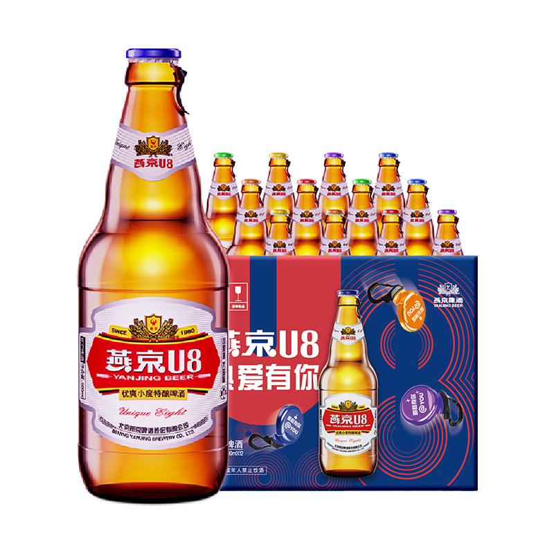 燕京啤酒U8小度优爽+8度party组合装(500ml*12瓶+330ml*24听)