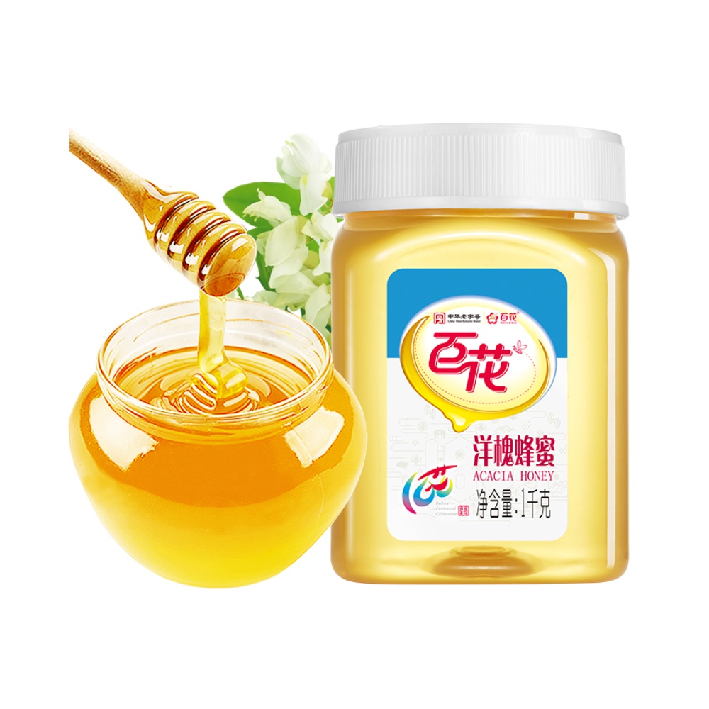 中华老字号百花牌洋槐蜂蜜天然槐花蜜纯1000g/瓶 - 图0