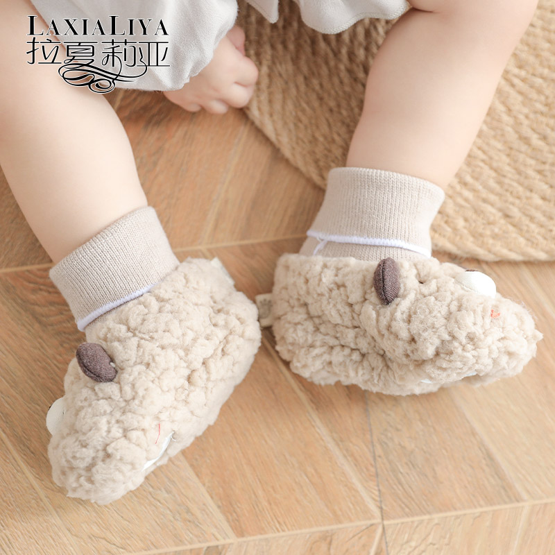 婴儿外出袜保暖宝宝鞋袜鞋套冬袜袜子鞋防掉脚套棉袜加厚幼儿冬季