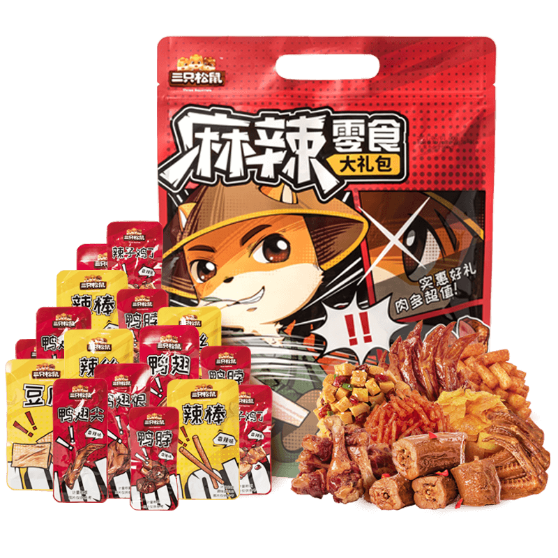 三只松鼠麻辣大礼包500g*1袋鸭脖 够实汇超市猪肉类