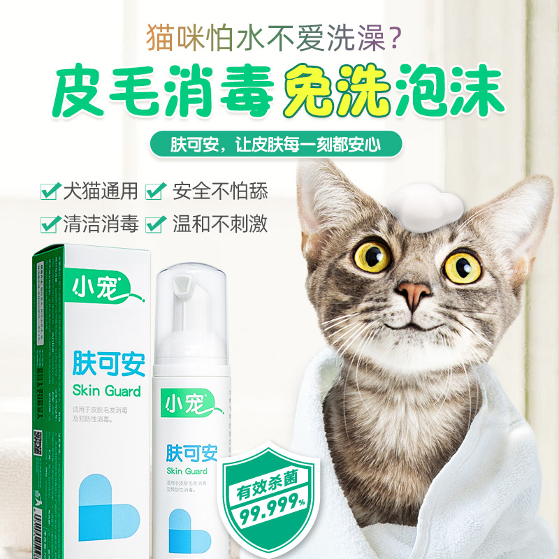 小宠肤可安猫咪黑下巴清洁猫藓消毒液猫洗澡免洗泡沫沐浴露香波 - 图1