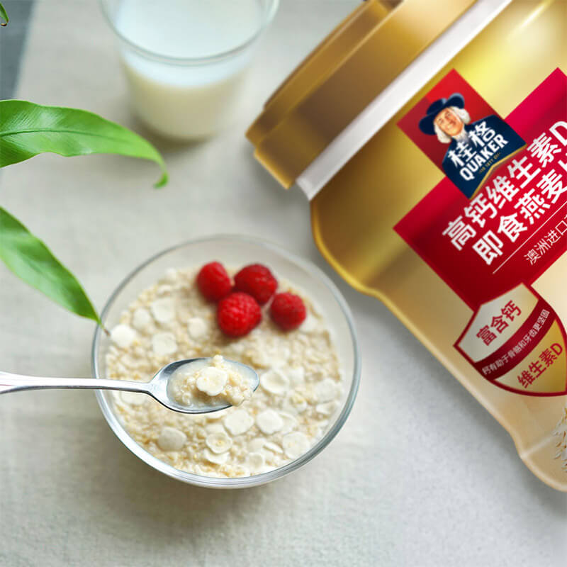 QUAKER/桂格维生素D即食高钙燕麦片860克x1罐营养早餐饱腹代餐 - 图2