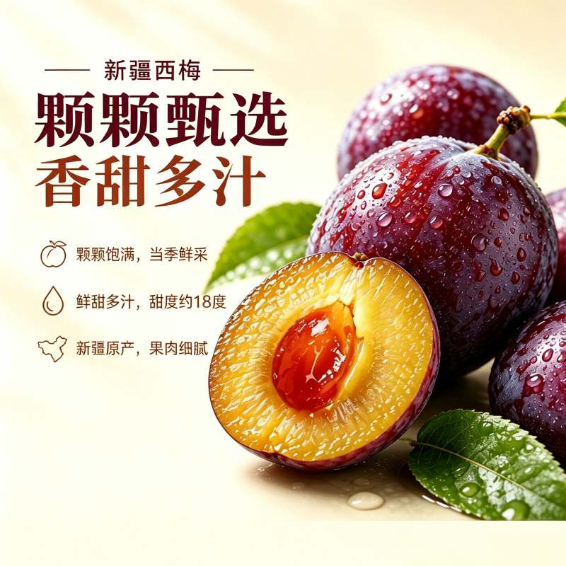 顺丰鲜瑞坊新疆法兰西西梅礼盒3斤15-20g