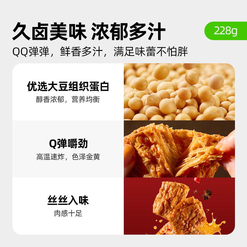 【喵满分】手撕素肉228g(约9包)高蛋白休闲食品辣条素牛排豆干-图0