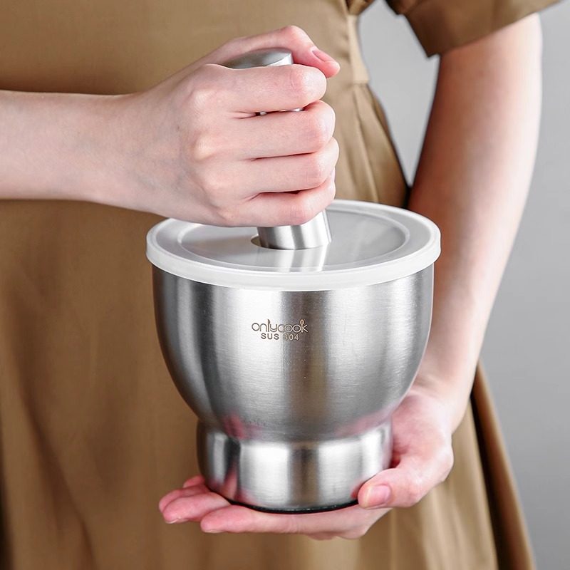 onlycook不锈钢蒜臼子家用捣碎神器擂钵石臼舂钵捣蒜器研磨器研钵,淘宝优惠券,粉丝福利购,淘宝优惠卷