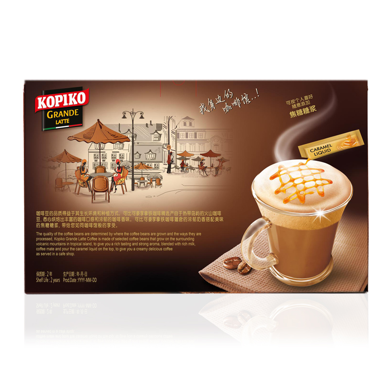 【进口】KOPIKO/可比可三合一拿铁32g*24包速溶咖啡768克-图2