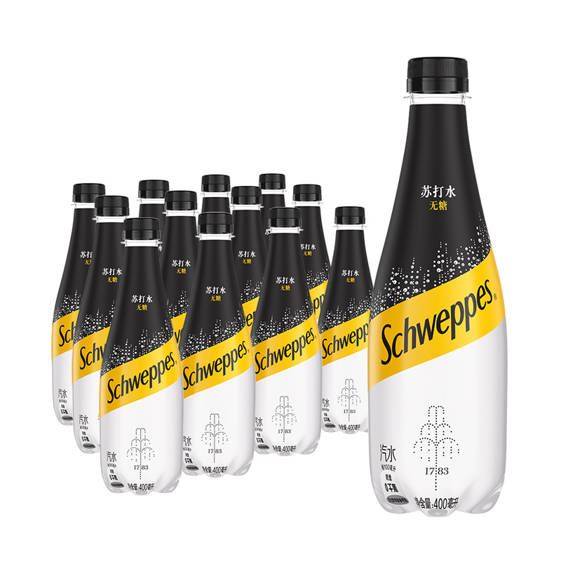 可口可樂怡泉含汽飲料無糖蘇打水400mlx12瓶整箱飲料_天貓超市_咖啡_麥片_沖飲