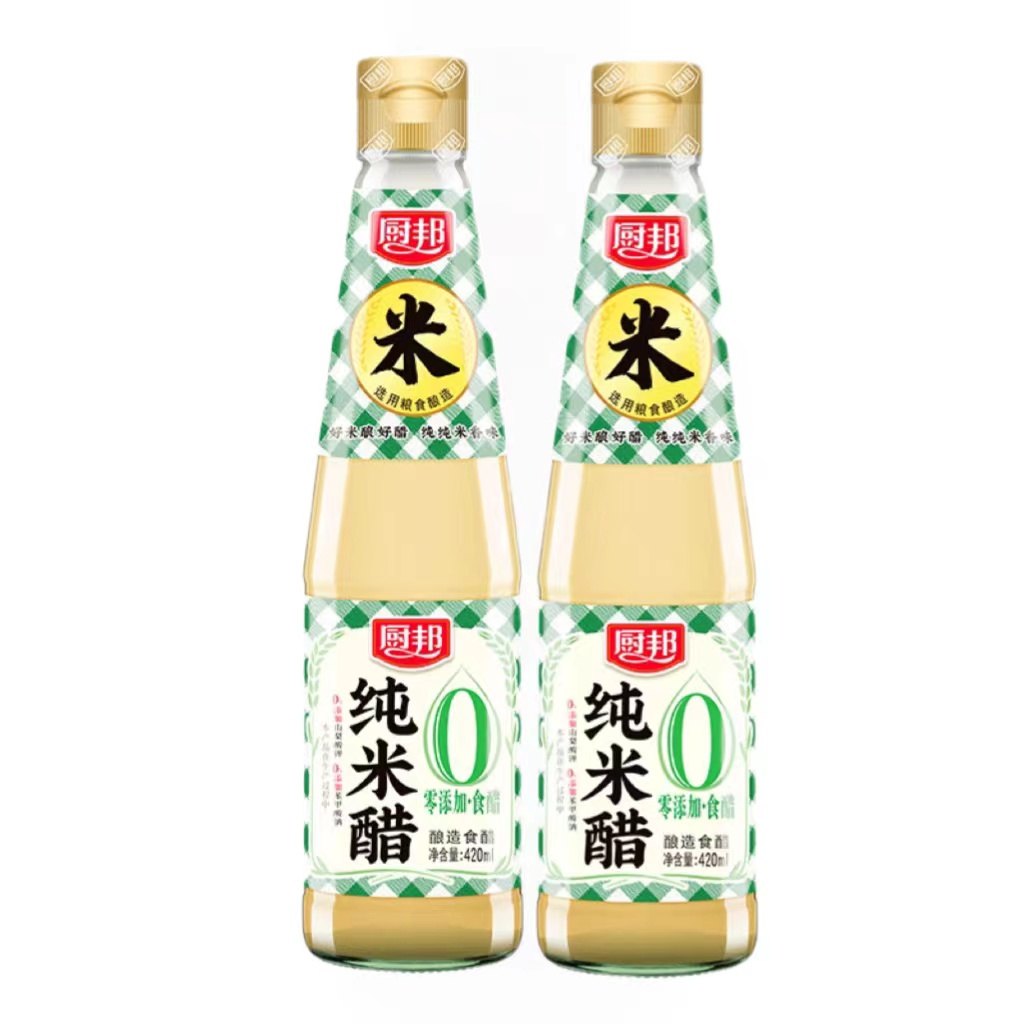 厨邦纯米醋420ml*2瓶凉拌家庭浸泡腌制炒菜大米发酵酿造食醋