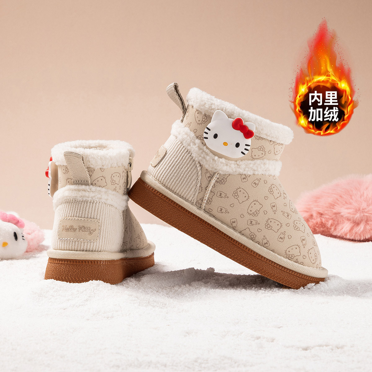 KUROMI库洛米童鞋女童雪地靴冬季新款加绒保暖儿童棉鞋中大童棉靴,淘宝优惠券,粉丝福利购,淘宝优惠卷