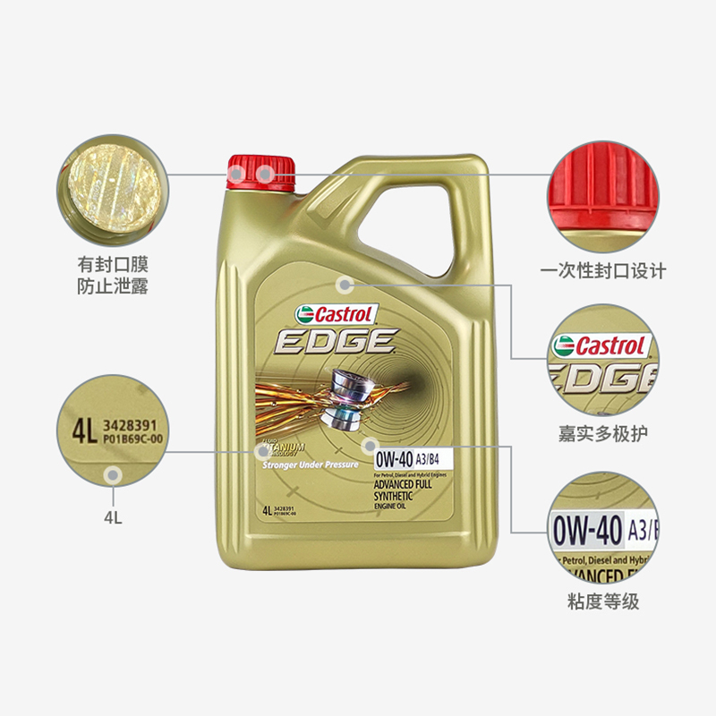 Castrol嘉实多极护0W-40进口全合成机油汽车润滑油四季通用国六4L-图0