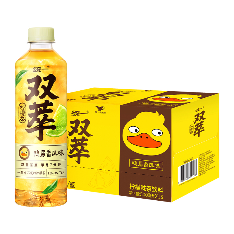 统一双萃鸭屎香风味柠檬味茶饮料500ml*15瓶