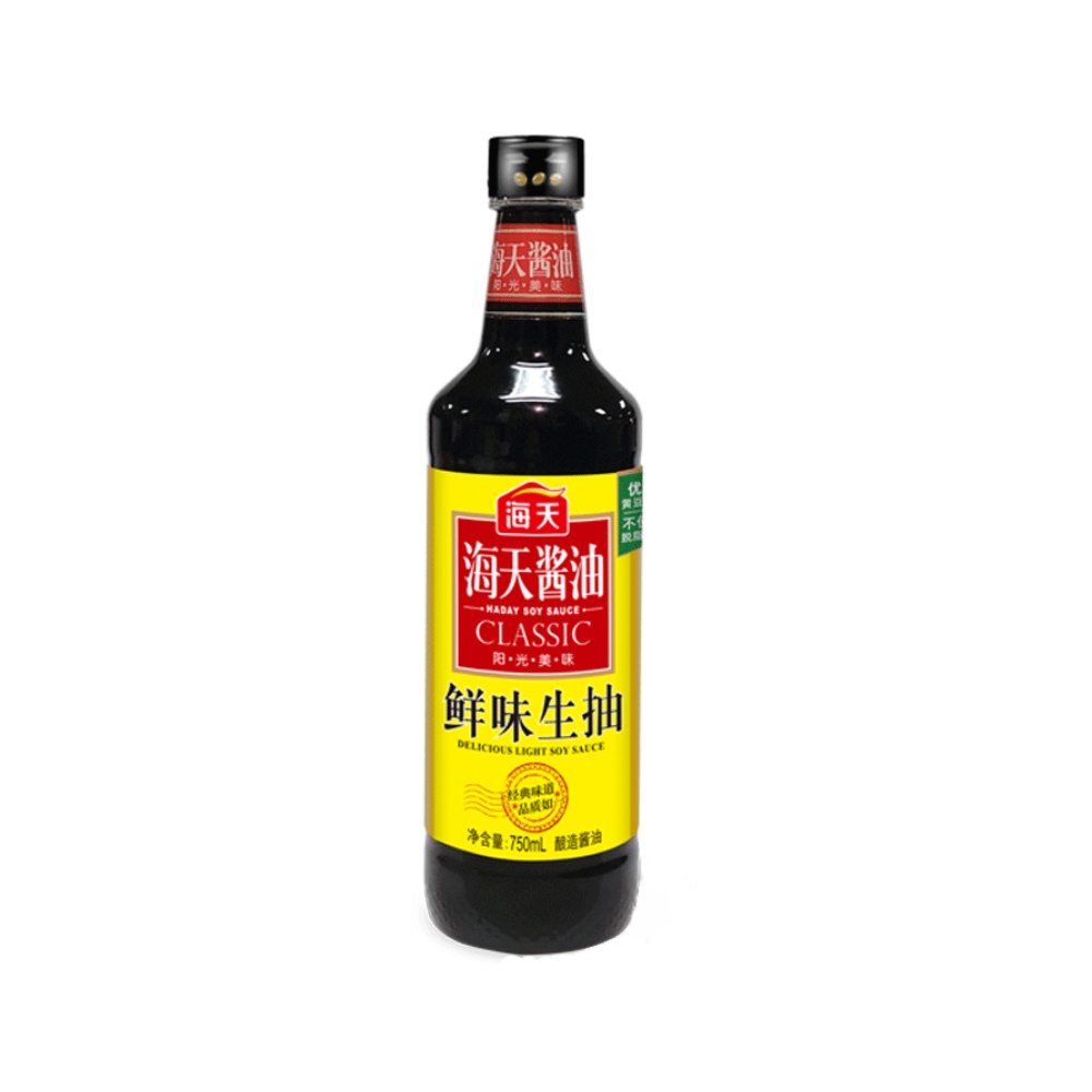 海天酱油鲜味生抽加量装750ml×1瓶酿造点蘸凉拌炒菜调味料家用-图0