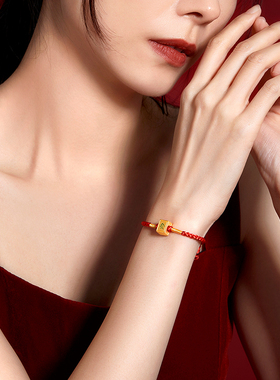 梦金园转运珠白板发財手链黄金