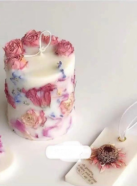 跨境永生花干花玫瑰花香薰蜡烛生