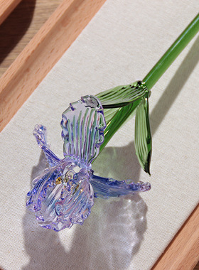 淄博琉璃鸢尾花插花水晶手工玻璃