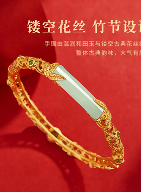 天然和田玉手镯女纯银镯子