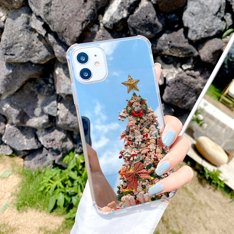 圣诞树适用iPhone17苹果15手机壳16ProMax荣耀100华为Mate60情侣13镜面X100公仔P70星黛露90补妆oppo玲娜贝儿 - 图0