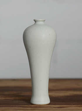 尚瓷景德镇陶瓷小花瓶复古粗陶花器青白手工中式禅意家居工艺
