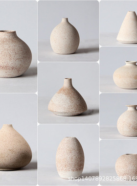 景德镇陶瓷复古手工粗陶花器家居装饰工艺品摆件花插花瓶禅意