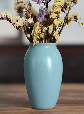 尚瓷挂件陶瓷花瓶中式蓝色清新家居摆件创意干花插花茶道花艺花器