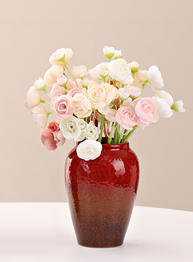 中国红色花瓶陶瓷新婚喜庆摆件客厅玄关餐桌家居饰品插花花器