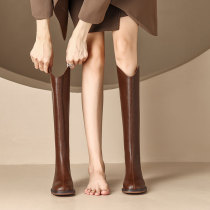 (Italy) René Vanilla to the best of his legs⭐thick heel 3cm genuine leather but knee rider boots woman