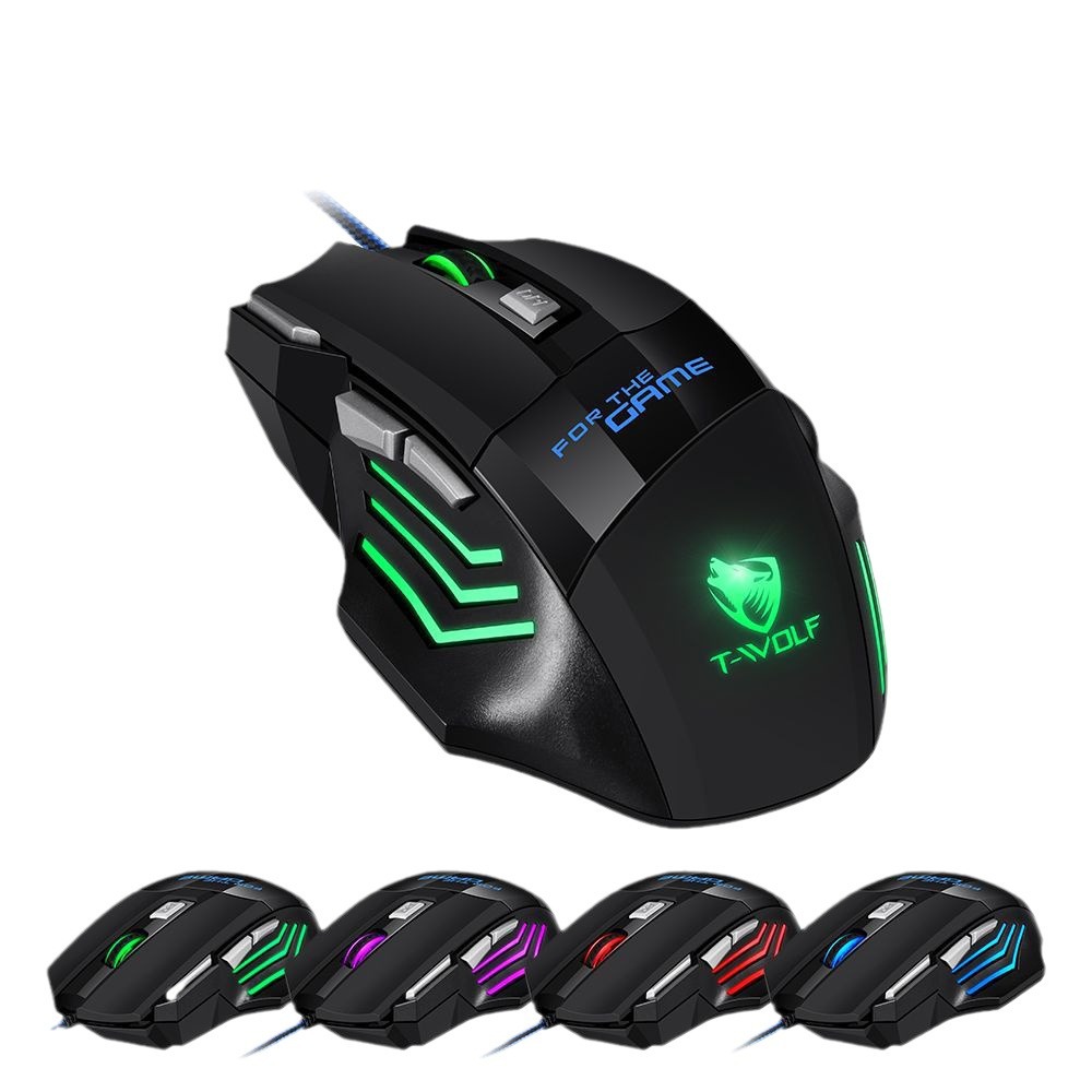 T-WOLF Thunderwolf M1 gaming mouse wired e-sports mechanical luminous boy big mouse 7-button mouse factory
