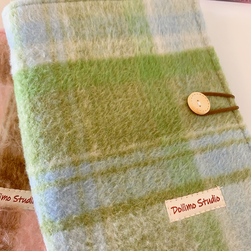 Do家 活页手账本 微醺格纹暖fufu长绒绒手帐本记事本 可爱ins风A5A6笔记本子布艺盖章活页本旅游 - 图1