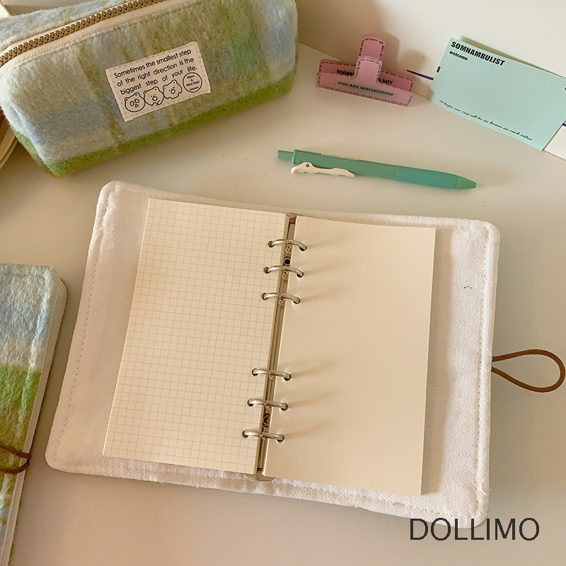 Do家 活页手账本 微醺格纹暖fufu长绒绒手帐本记事本 可爱ins风A5A6笔记本子布艺盖章活页本旅游 - 图2